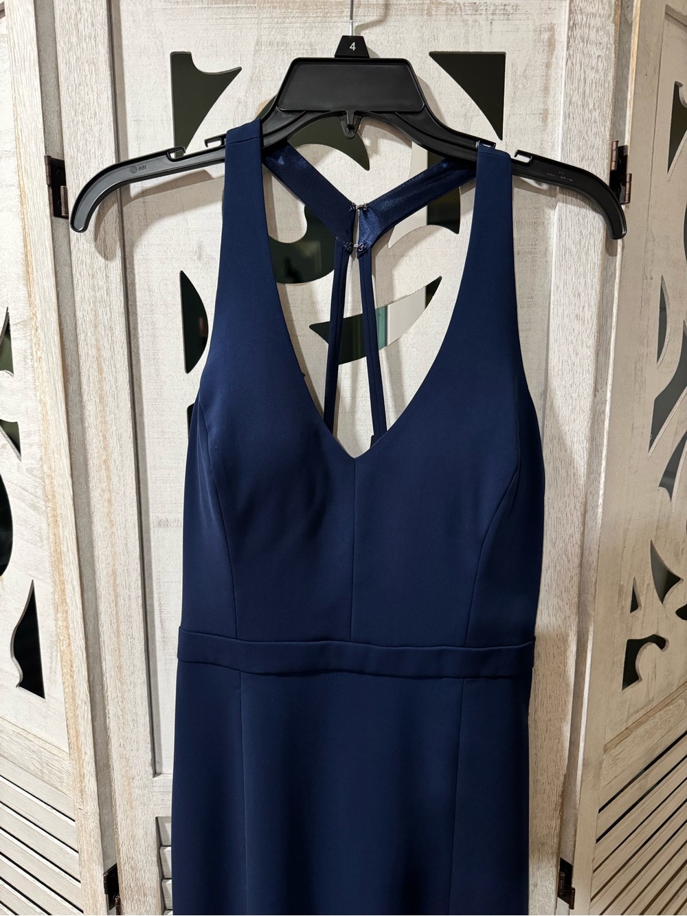 Laundry By Shelli Segal Navy V-Neck Maxi Dress with T Strap Back